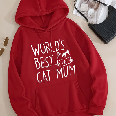 Cute and Cozy Cartoon Letter Cat Print Hoodie: A Must-Have Addition to Women's Fashion