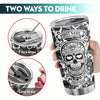 Skull Design Tumbler with Lid: A Gothic 20 oz Coffee Mug for Halloween and Beyond - Perfect Skull Decor Gift!