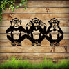 Monkey Trio Metal Wall Art - A Crafted Primate Gift Symbolizing Hear No Evil, See No Evil, Speak No Evil