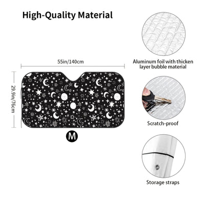 Star and Moon Car Windshield Sunshade: Protect Your Vehicle from UV Rays and Keep it Cool with this Foldable Sun Shield Visor Cover for Cars, Trucks, and SUVs