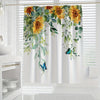 Transform Your Bathroom with our Sunflower Pattern Shower Curtain: Waterproof, Mildew-Proof, and Stylish Polyester Bath Curtain with 12 Hooks