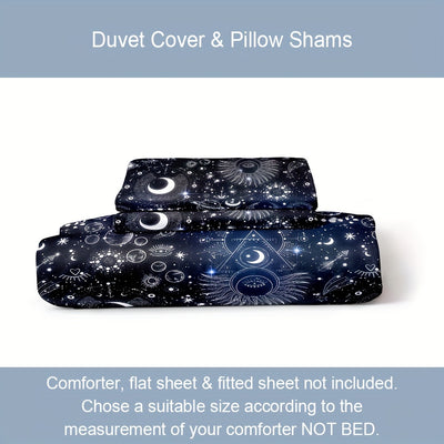 Mystic Astrology Constellation Duvet Cover Set: Triangle Eye Design for a Soft and Comfortable Bedroom Experience (1*Duvet Cover + 2*Pillowcases, Without Core)