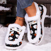 Santa's Gifted Chic: Women's Winter Fashion Skate Shoes with Festive Christmas Style in Comfortable Plush & Warm Lace-Up Flats