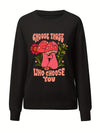 Whimsical Fungi: Mushroom Letter Print Pullover Sweatshirt - A Cozy and Stylish Addition to Your Fall/Winter Collection