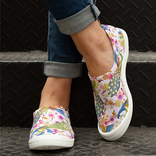 Pink Phoenix and Flower Print Women's Canvas Shoes - Comfortable and Non-Slip Casual Walking Shoes