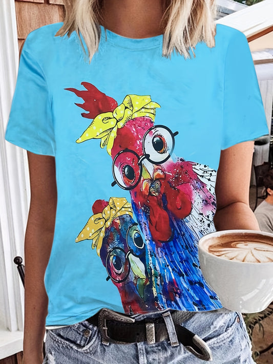 This premium casual t-shirt features a subtle yet stylish cartoon chicken design, ideal for pairing with a summer outfit or wearing alone for a comfortable but stylish look. Made with a lightweight, breathable fabric, this t-shirt keeps you cool and comfortable in the warmer months.