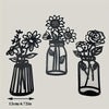 Elegant Black Metal Art Flower Wall Decor Set: Enhancing Your Home with Modern Iron Vase Wall Art