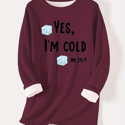 Fashionable and Cozy: Letter Ice Print Pullover Sweatshirt for Women's Fall/Winter Wardrobe