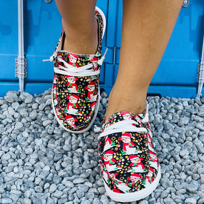 Festive and Fun: Women's Cartoon Snowman Pattern Loafers for a Stylish Christmas Look