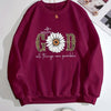 Divine Comfort: 'With God, All Things Are Possible' Pullover Sweatshirt - Embrace Stylish Ease with this Casual & Inspiring Long Sleeve Crew Neck for Women's Spring/Fall Wardrobe