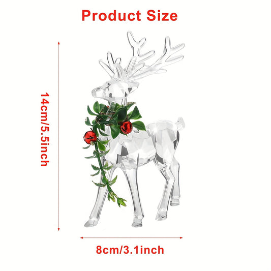 Whimsical Bell-Adorned Acrylic Christmas Reindeer Ornaments: Festive Tabletop Decorations for a Magical Holiday Atmosphere