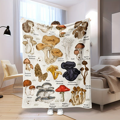 Mushroom Bliss: Explore Cozy Comfort with our Botanical Plush Throw Blanket