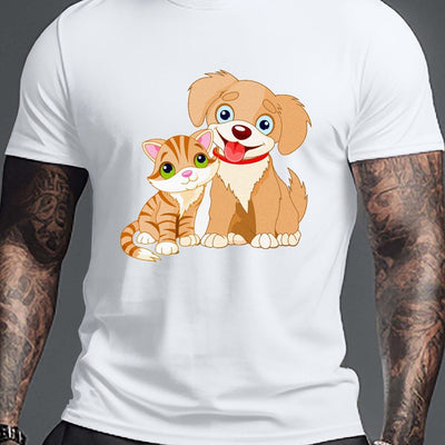 Cute Animal Pattern Printed Men's Graphic Tee: Stylish and Comfortable Summer Outdoor Clothing and Perfect Gift for Men