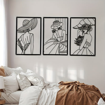 This Modern Minimalist Metal Art Lady Wall Decor Trio features beautiful abstract line drawings that will bring an elegant touch to any stylish home interior. Made from durable and lightweight aluminum, the trio will be sure to make a lasting impression.