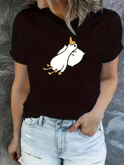 Cute Quackers: Fashionable Women's Casual Sports T-Shirt featuring Adorable Duck Graphics