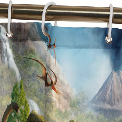 Transform Your Bathroom into a Jurassic World with our Waterproof and Heat Insulating Shower Curtain