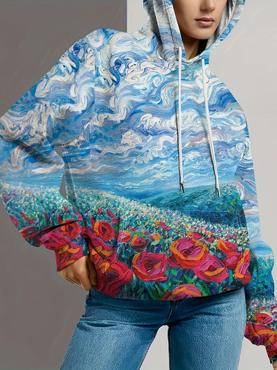 Floral Majesty: Stylish and Comfy Kangaroo Pocket Hoodie for Women