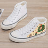 Cute Christmas Tree Print Canvas Shoes: Stylish High Top Outdoor Shoes with Plush Lining for Women