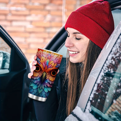 20oz Whimsical Owl Stainless Steel Tumbler - Vacuum Insulated Travel Mug for Women, Perfect Teacher Gift