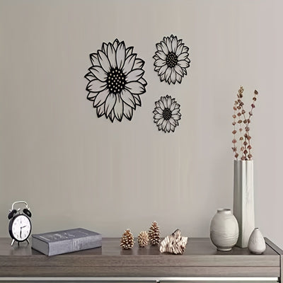 Sunflower Silhouette Pendant: Exquisite Metal Art for Stunning Wall Decor