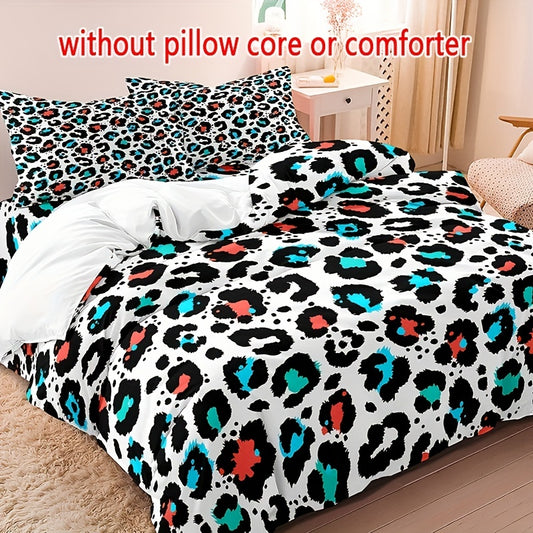 Soft and Cozy Leopard Style Microfiber Duvet Cover Set: Perfect Bedding for Modern Fashion in Your Bedroom and Guest Room - Includes 1 Duvet Cover and 2 Pillowcases (No Core)