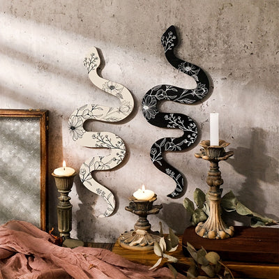 Earthy Room Wall Decor: Black Boho Witchy Cute Wooden Snake - Natural Aesthetic Witchy Desk Decor, Altar Decor, Frame Wall Hanging - Boho Wall Art for Apartment, Bedroom, Living Room - Crawl into Elegance