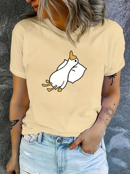 Cute Quackers: Fashionable Women's Casual Sports T-Shirt featuring Adorable Duck Graphics