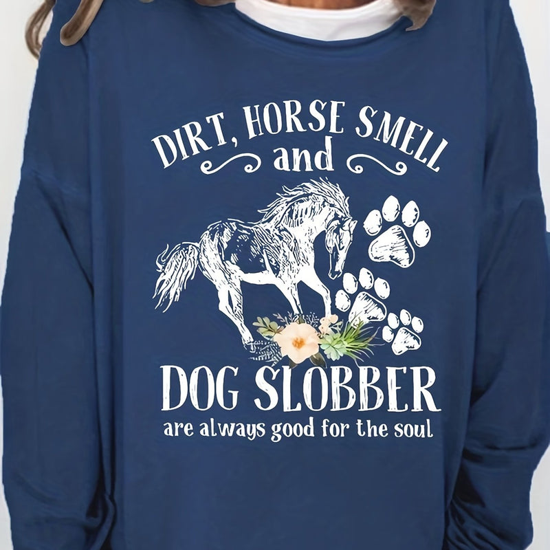 Horse print discount crew neck sweatshirt