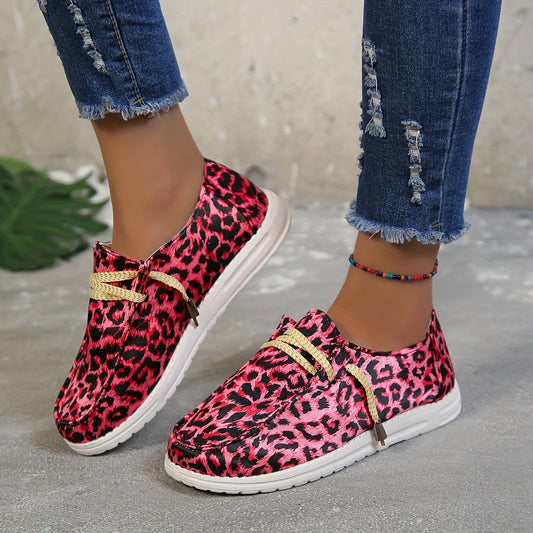 These Pink Leopard Print Women's Canvas Shoes are perfect for everyday wear, providing lightweight comfort and a fashionable look. The low-top design and breathable cotton fabric keep your feet comfortable all day. The bold animal print adds a classic and stylish touch to your wardrobe.