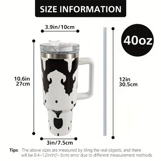 40Oz Colorful Flower Pattern Ice Tumbler, 304 Stainless Steel Thermal Water Cup With Straw, Portable Sports Water Bottle For Outdoor Camping Driving Travel