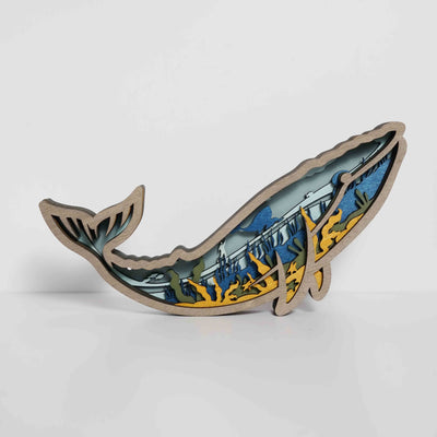 Enchanting Blue Whale: Exquisite 3D Wooden Art Carving for Captivating Home Décor, Ideal Holiday Gift and Artistic Night Light