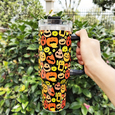 40oz Halloween Pumpkin Stainless Steel Thermal Water Bottle With Handle, The Perfect Gift for Any Occasion!