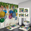 Merry Christmas Shower Curtain Set, Waterproof Shower Curtain With 12 Hooks, Non-Slip Bath Rug, Toilet U-Shape Mat, Toilet Lid Cover Pad, Bathroom Accessories, Bathtub Curtain, 180*180cm/70.8*70.8in