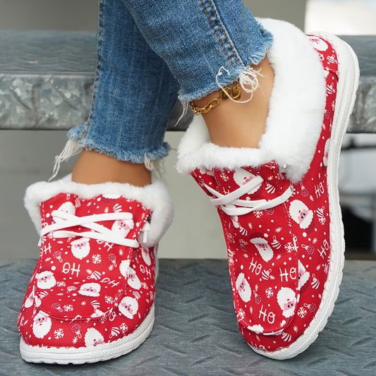 Winter Wonder: Women's Santa Claus Pattern Canvas Shoes - Stylish & Cozy Holiday Footwear
