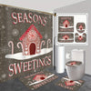 Merry Christmas Bathroom Bliss: Complete 4-Piece Shower Curtain Set with Rugs and Accessories - Festive Holiday Decor for a Joyful Bathing Experience!