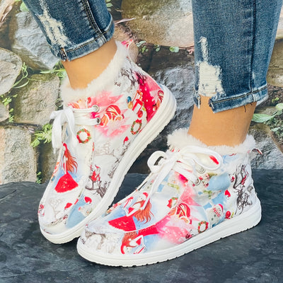 Winter Wonderland: Women's Cartoon Print Fluffy Shoes - Cozy, Cute, and Non-Slip