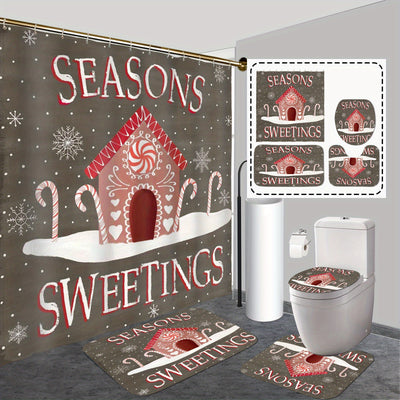 Add some holiday joy to your bathroom with our Merry Christmas Bathroom Bliss set. This 4-piece set includes a festive shower curtain, rugs, and accessories for a complete holiday look. With high-quality materials and charming designs, it's sure to elevate your bathing experience.