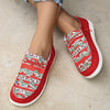 Playful Prints: Women's Cartoon-Printed Flat Loafers - Colorblock Lace-Up Slip-On Shoes for Fashionable Footwear