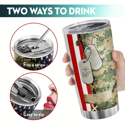 20Oz Eagle Flag and US Army Tumbler - Keep Your Beverages Hot or Cold On-the-Go - Gift For Patriotic Soldier Veterans