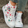 Festive and Stylish: Women's Christmas Print High-Top Canvas Shoes for Casual Comfort