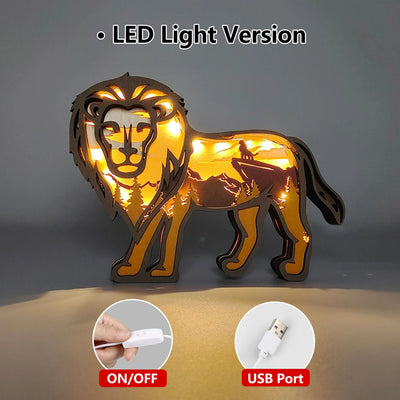 Exquisite Lion Wooden Art Carving Night Light: Perfect for bedroom ambiance and bedtime reading