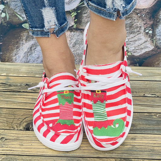 Stylish and cozy, these Women's Fashion Casual Christmas Socks Pattern Sneakers are designed for lightweight outdoor performance. With a non-slip sole and lace-up construction, these shoes are perfect for any kind of sports activity.