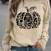 Halloween Pumpkin Pattern Sweatshirt: Spooky and Stylish Crew Neck Long Sleeve for Women