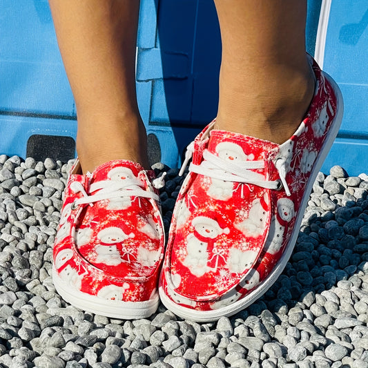Add some festive cheer to your holiday outfits with our Cute and Festive Women's Slip-On Shoes! Featuring a charming cartoon Santa Claus print, these shoes are perfect for spreading Christmas cheer and adding a fun touch to your wardrobe.