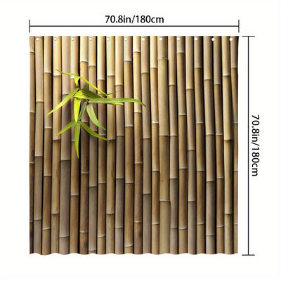 Bamboo Serenity: Green Leaf Patterned Shower Curtain for Children's Bathroom Decoration