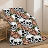 Halloween Skull Flower Print Flannel Blanket: Soft and Warm Multi-Purpose Gift for All Seasons