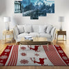 Christmas Red Boho Area Rug: Festive Elk and Snowflake Throw Rug for Home Decor and Party Favors - 47*63in