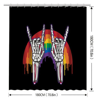 Add a Spooky Twist to Your Bathroom with the Skeleton Hand and Rainbow Shower Curtain