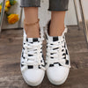 Stylish and Comfortable Women's Checkerboard Pattern Lace-Up Canvas Shoes