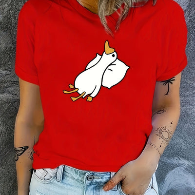 Cute Quackers: Fashionable Women's Casual Sports T-Shirt featuring Adorable Duck Graphics